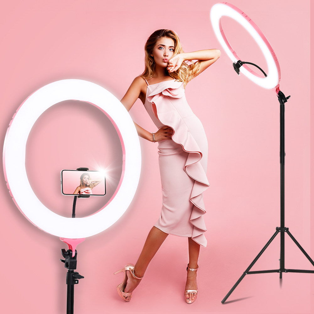 19" LED Ring Light 6500K 5800LM Dimmable Diva With Stand Make Up Studio Video