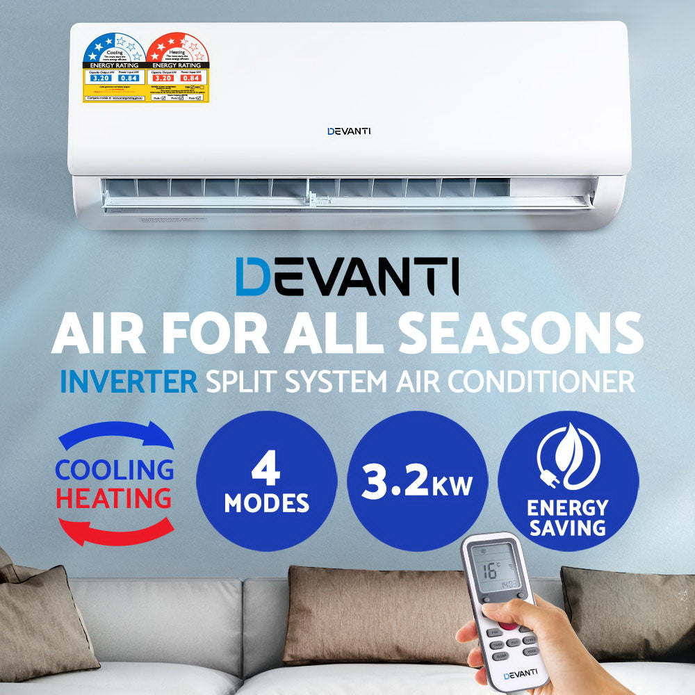 Devanti 4-in-1 3.2kW Split System Inverter Air Conditioner