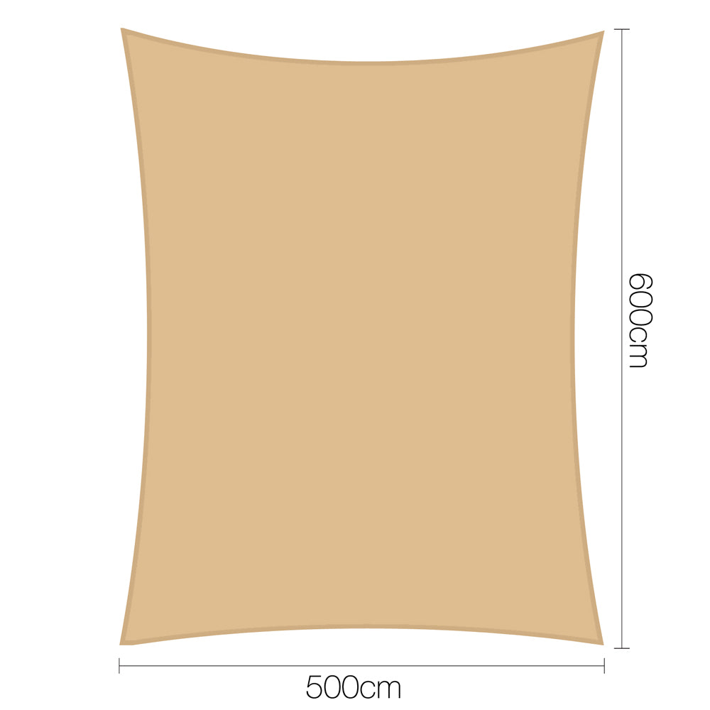 Instahut 5 x 6m Rectangle Heavy Duty Shade Sail Cloth - Sand Beige