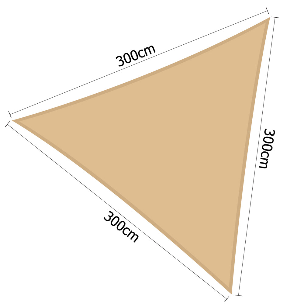 Instahut 3 x 3 x 3m Triangle Shade Sail Cloth - Sand Beige