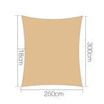Instahut 2.5x3m Shade Sail Sun Shadecloth 280gsm Sand