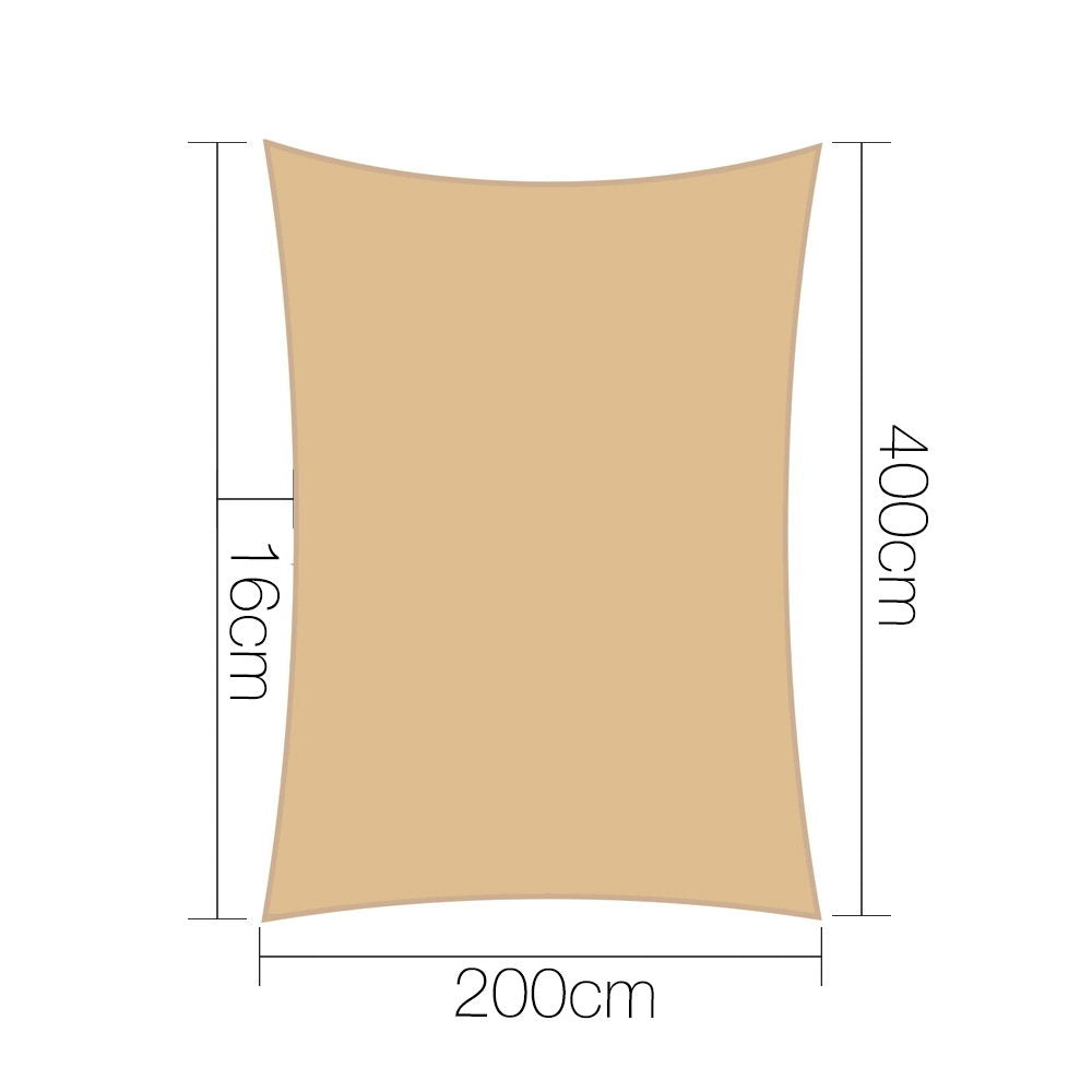 Instahut 2x4m Shade Sail Sun Shadecloth Canopy 280gsm Sand 