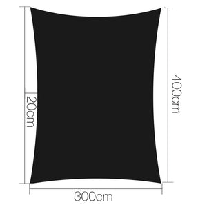 Instahut 3x4m Shade Sail Sun Shadecloth 280gsm Black