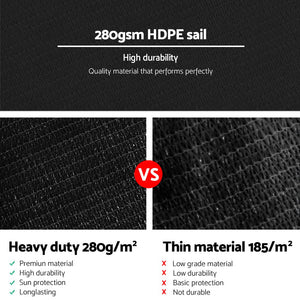 Instahut 3x4m Shade Sail Sun Shadecloth 280gsm Black