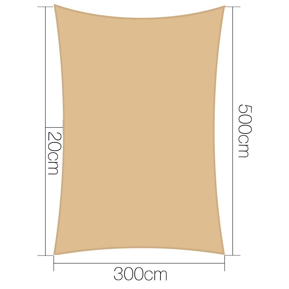 Instahut 3x5m Shade Sail Sun Shadecloth Canopy 280gsm Sand 