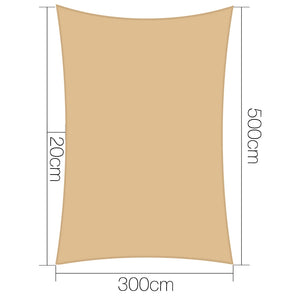 Instahut 3x5m Shade Sail Sun Shadecloth Canopy 280gsm Sand 