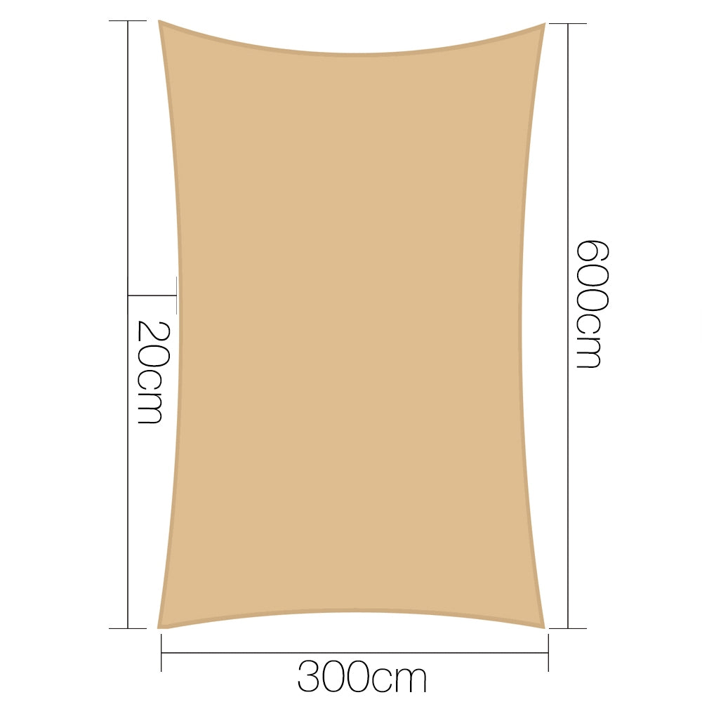 Instahut 3x6m Shade Sail Sun Shadecloth Canopy 280gsm Sand