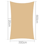 Instahut 3x6m Shade Sail Sun Shadecloth Canopy 280gsm Sand