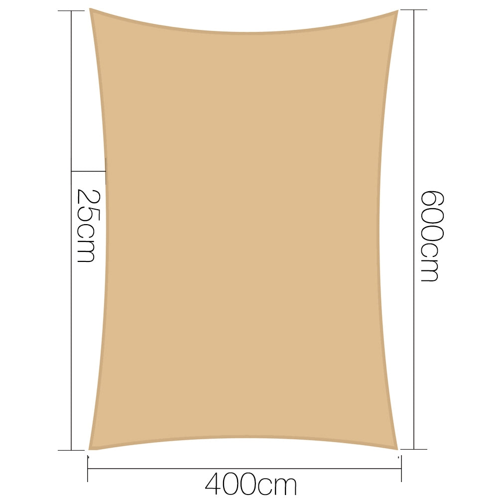 Instahut 4x6m Shade Sail Sun Shadecloth Canopy 280gsm Sand