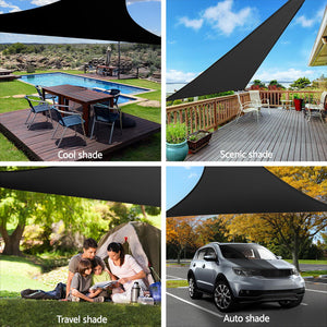 Instahut Sun Shade Sail Canopy Triangle 280gsm 5x5x5m Black