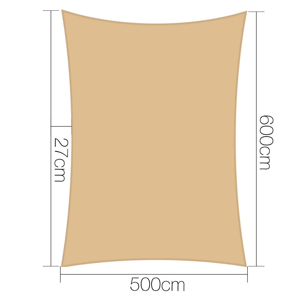 Instahut 5x6m Shade Sail Sun Shadecloth Canopy 280gsm Sand 
