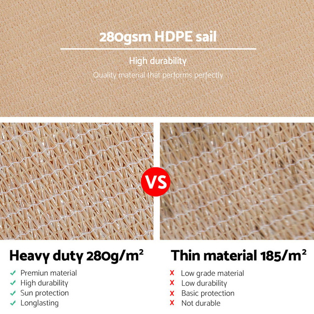 Instahut 6x7m280gsm Shade Sail Sun Shadecloth Canopy Square