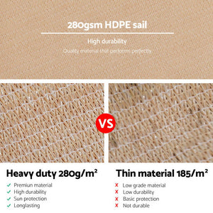 Instahut 6x7m280gsm Shade Sail Sun Shadecloth Canopy Square