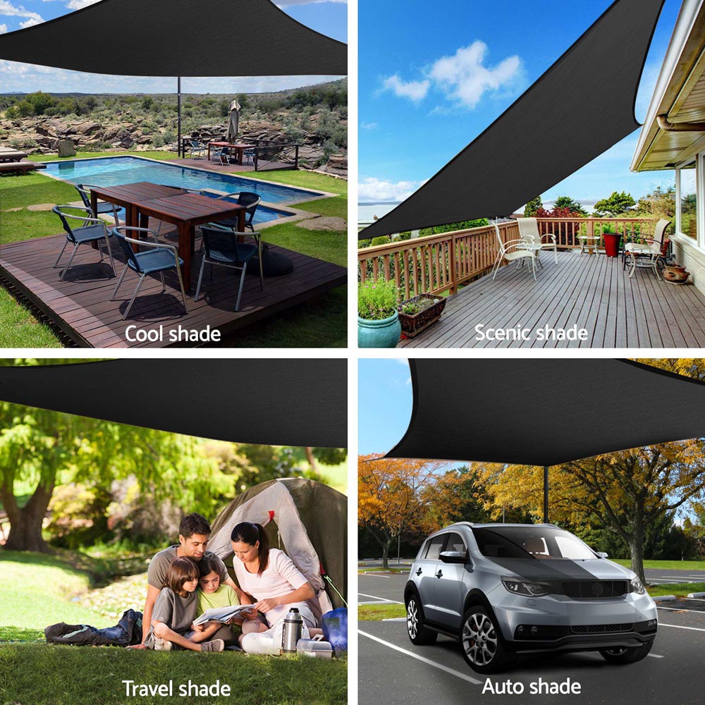 Instahut 6x8m Shade Sail Sun Shadecloth 280gsm Black
