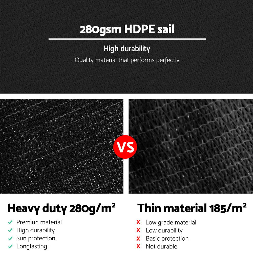 Instahut 6x8m Shade Sail Sun Shadecloth 280gsm Black