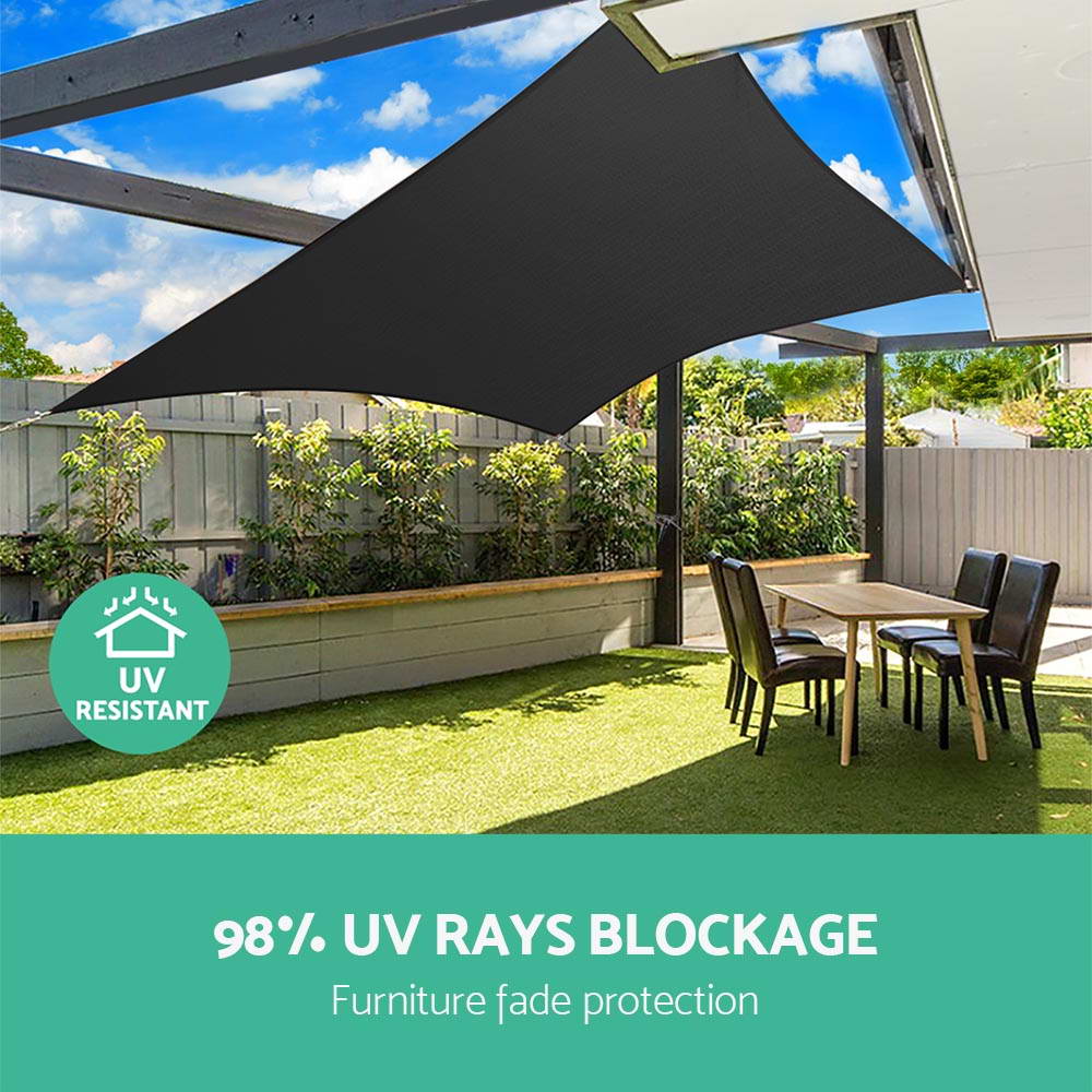 Instahut 6x8m Shade Sail Sun Shadecloth 280gsm Black