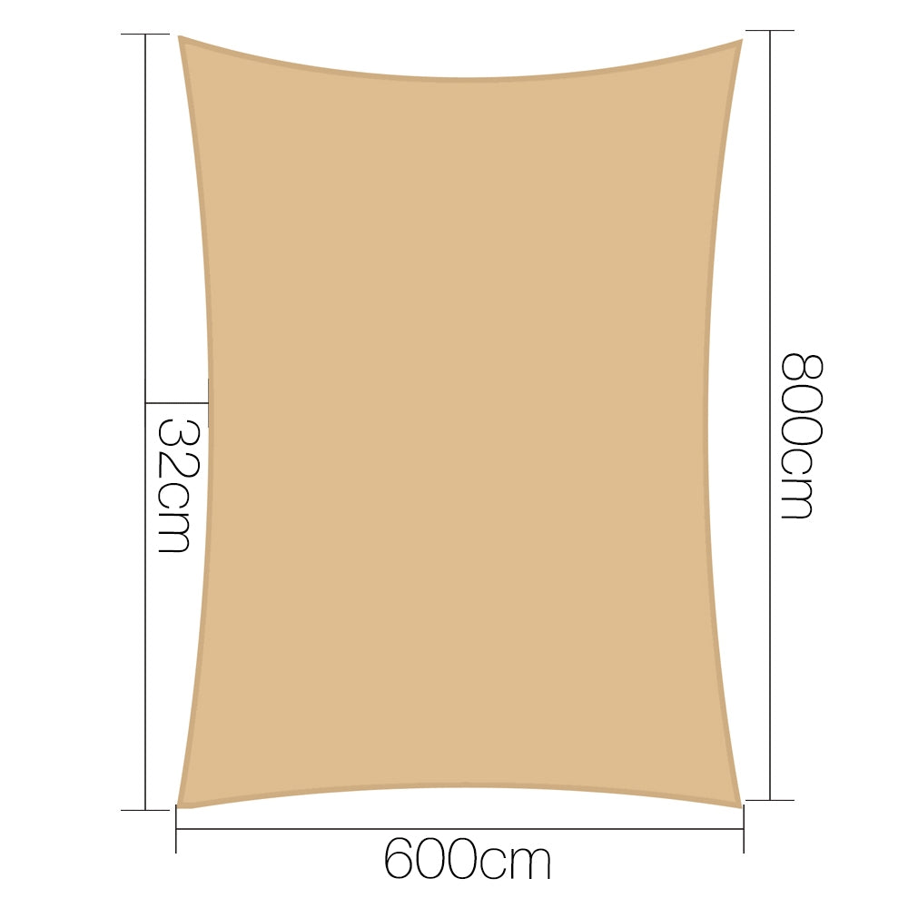 Instahut 6x8m 280gsm Shade Sail Sun Shadecloth Canopy Square