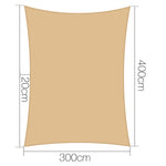 Instahut Shade Sail Cloth Shadecloth Rectangle Heavy Duty Sand Sun Canopy 3x4m