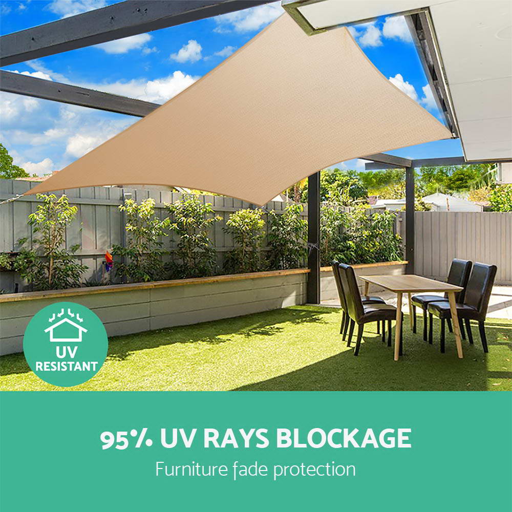 Instahut Shade Sail Cloth Shadecloth Rectangle Heavy Duty Sand Sun Canopy 3x4m