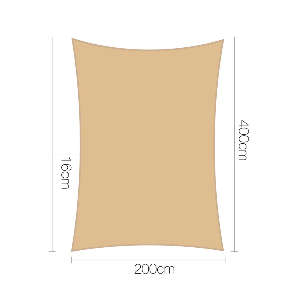 Instahut 2 x 4m Waterproof Rectangle Shade Sail Cloth - Sand Beige