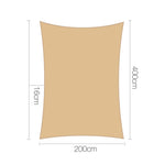 Instahut 2 x 4m Waterproof Rectangle Shade Sail Cloth - Sand Beige