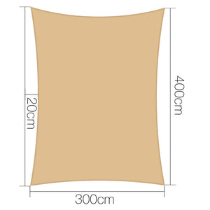 Instahut 3 x 4m Waterproof Rectangle Shade Sail Cloth - Sand Beige