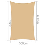 Instahut 3 x 6m Waterproof Rectangle Shade Sail Cloth - Sand Beige