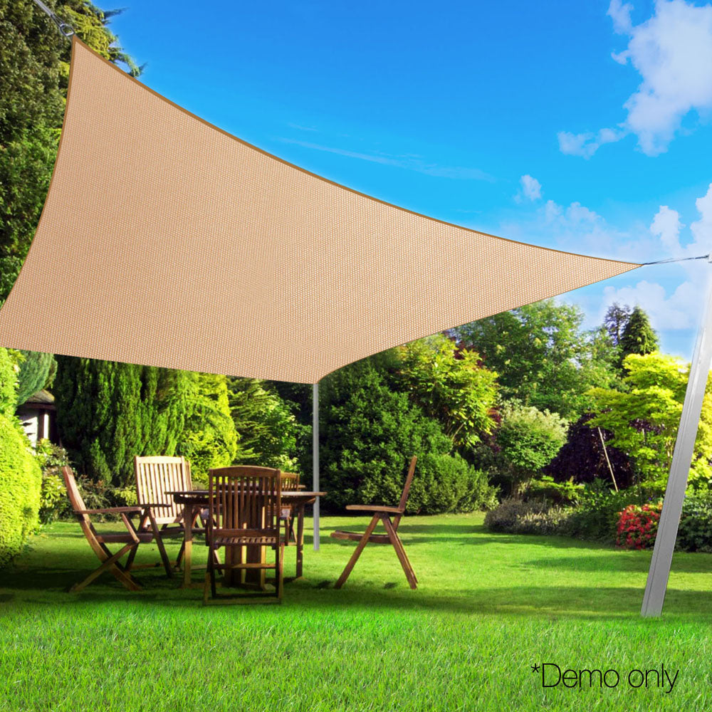 Instahut 3 x 6m Waterproof Rectangle Shade Sail Cloth - Sand Beige