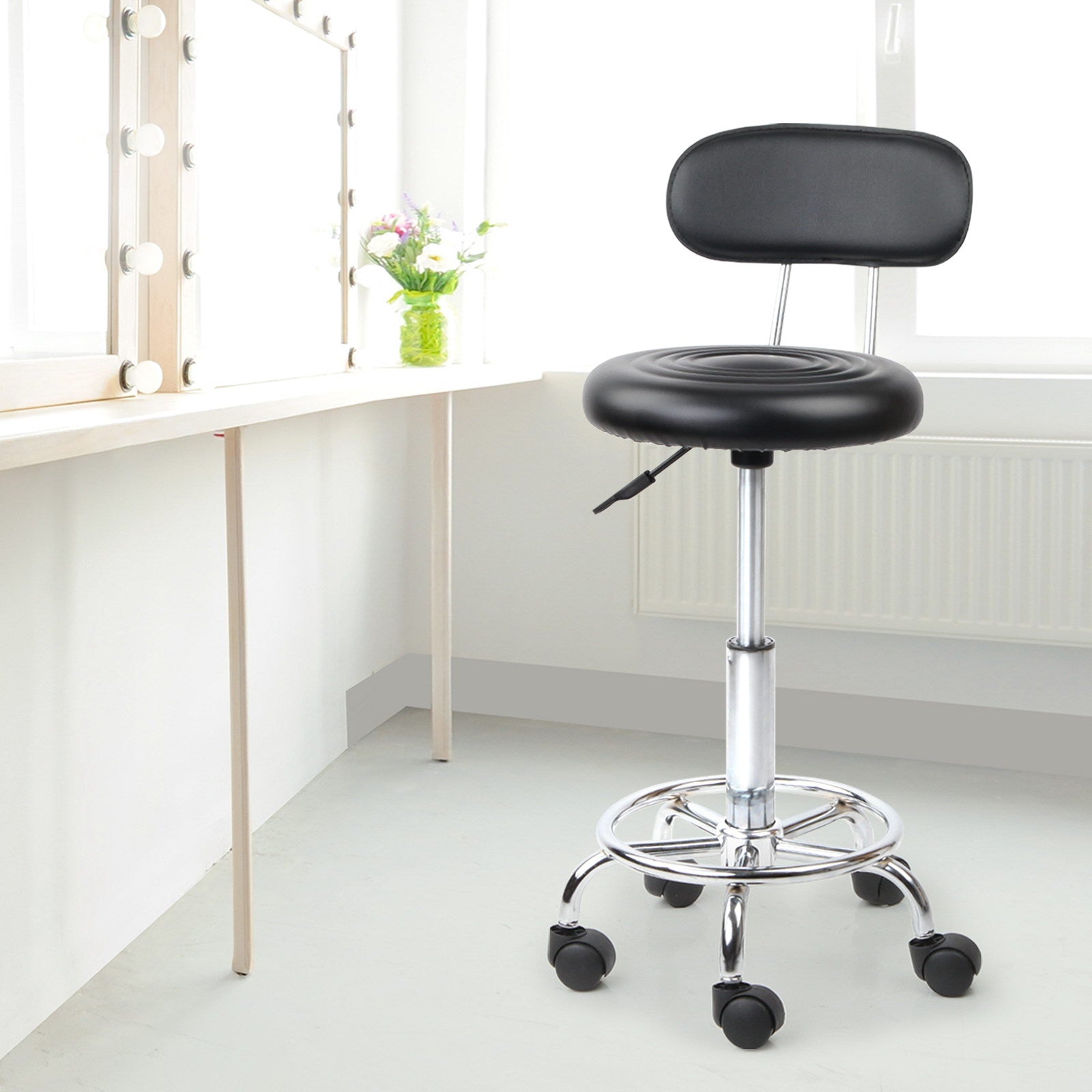Artiss PU Leather Swivel Chair with Backrest - Black