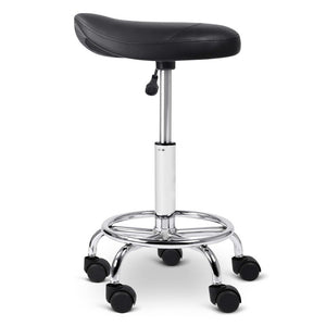 Artiss PU Leather Swivel Saddle Salon Chair - Black