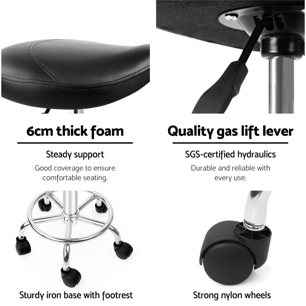 Artiss PU Leather Swivel Saddle Salon Chair - Black