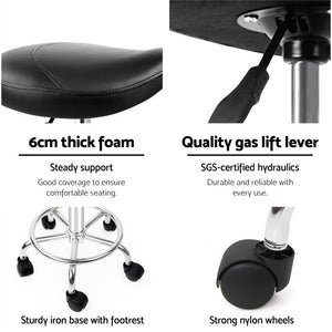 Artiss PU Leather Swivel Saddle Salon Chair - Black