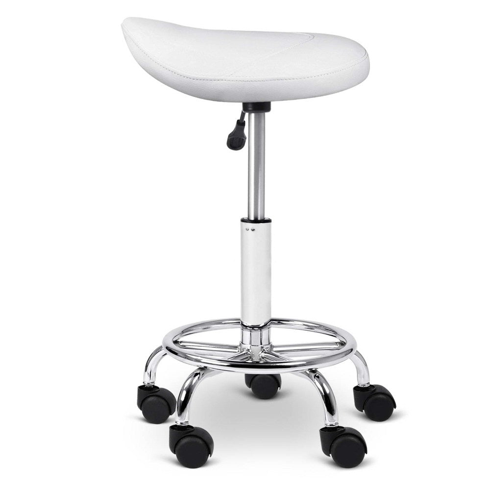 Artiss PU Leather Swivel Saddle Salon Chair - White