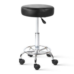 Artiss PU Leather Swivel Salon Stool - Black