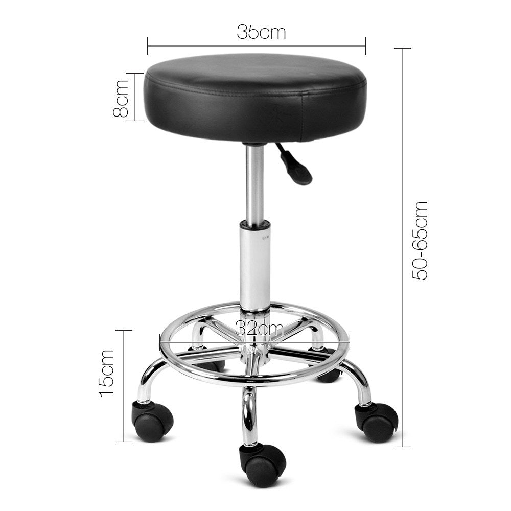 Artiss PU Leather Swivel Salon Stool - Black