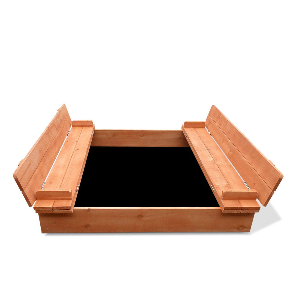 Keezi Wooden Outdoor Sandpit Set - Natural Wood