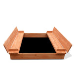 Keezi Wooden Outdoor Sandpit Set - Natural Wood