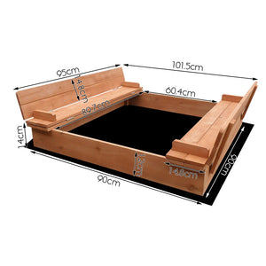 Keezi Wooden Outdoor Sandpit Set - Natural Wood