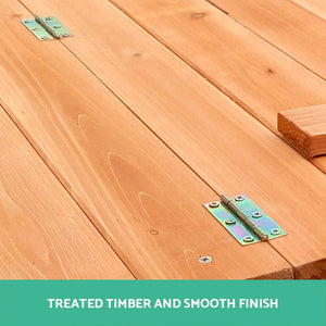 Keezi Wooden Outdoor Sandpit Set - Natural Wood