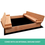 Keezi Wooden Outdoor Sandpit Set - Natural Wood