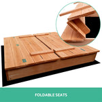 Keezi Wooden Outdoor Sandpit Set - Natural Wood