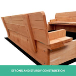 Keezi Wooden Outdoor Sandpit Set - Natural Wood