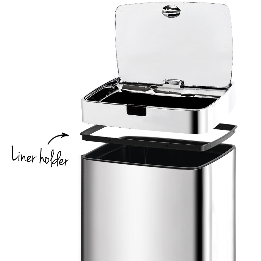 45L Motion Sensor Rubbish Bin - Silver