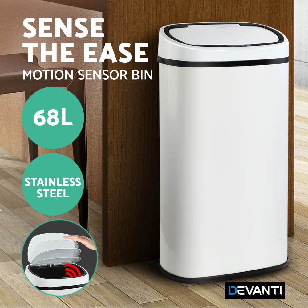 Devanti 68L Sensor Bin White