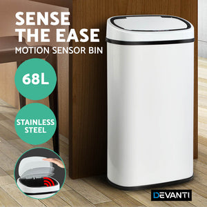 Devanti 68L Sensor Bin White