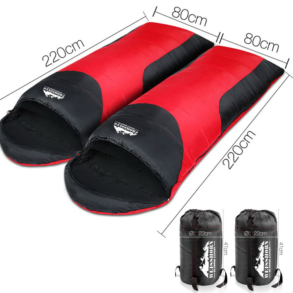 Weisshorn Twin Set Thermal Sleeping Bags - Red & Black