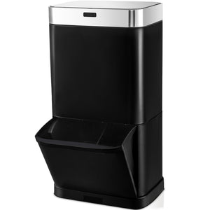 Devanti 70L Sensor Bin Stainless Steel Recycling Drawer Rubbish Bin Black