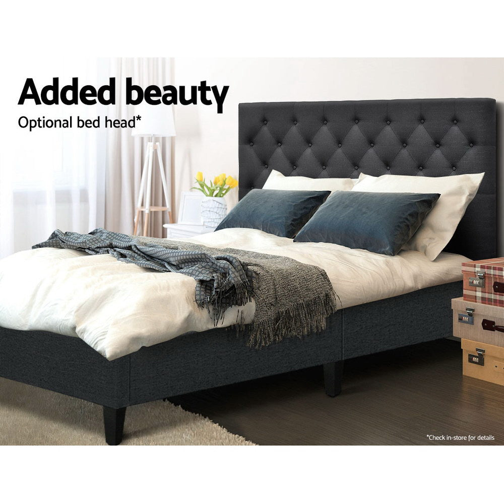 Artiss King Size Bed Base Frame Mattress Platform Fabric Wooden Charcoal BRISK