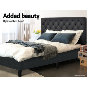 Artiss King Size Bed Base Frame Mattress Platform Fabric Wooden Charcoal BRISK