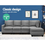 Artiss Sofa Lounge Set 5 Seater Modular Chaise Chair Suite Couch Fabric Grey